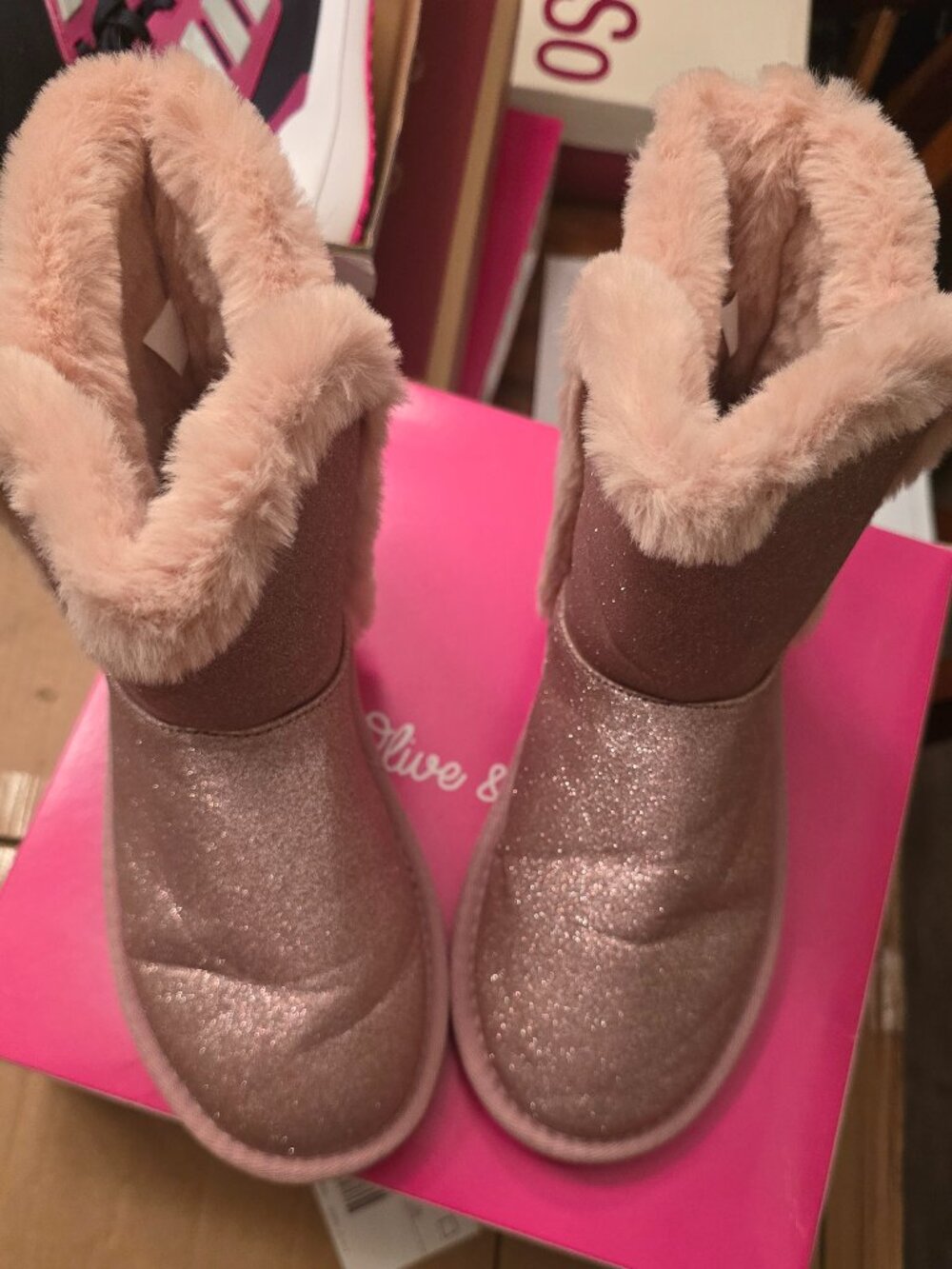 Olive and Edie Light Pink Glitter Boot